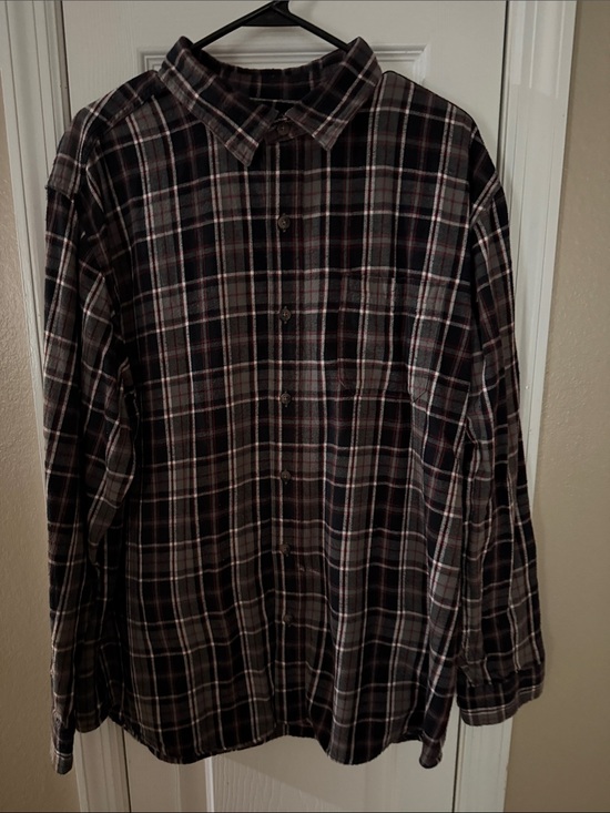 Blue Mountain Other - Men's Black and Brown Plaid Long-Sleeve Button-Down Shirt